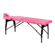 Folding massage table wooden Activ Fizjo comfort 2 segment pink black wood - BVShop