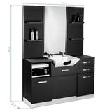 Gabbiano b085 barber console with wash basin black - BVShop