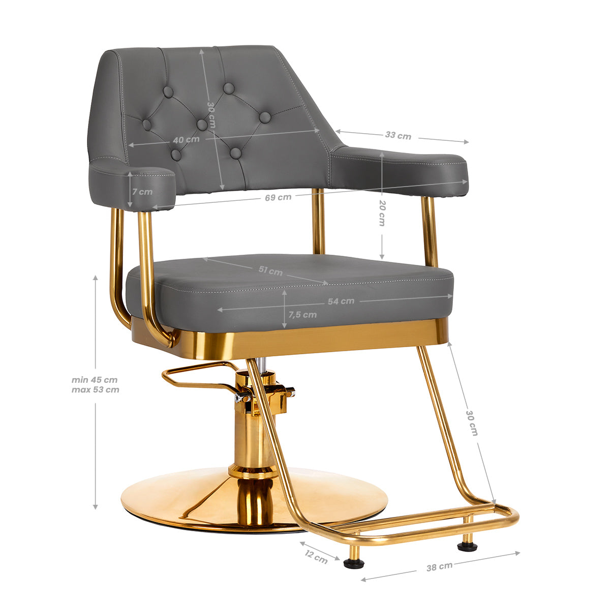 Gabbiano hairdressing chair Granda gold grey - BVShop