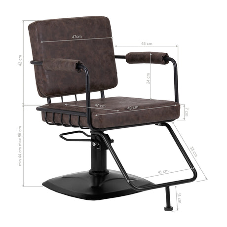 Gabbiano hairdressing chair Katania Loft Old Leather dark brown - BVShop