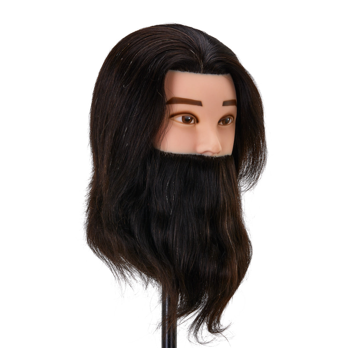 Gabbiano WZ4 training head with beard, natural hair, color 1#, length 8"+6" - BVShop