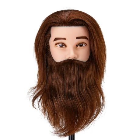 Gabbiano WZ4 training head with beard, natural hair, color 4#, length 8"+6" - BVShop