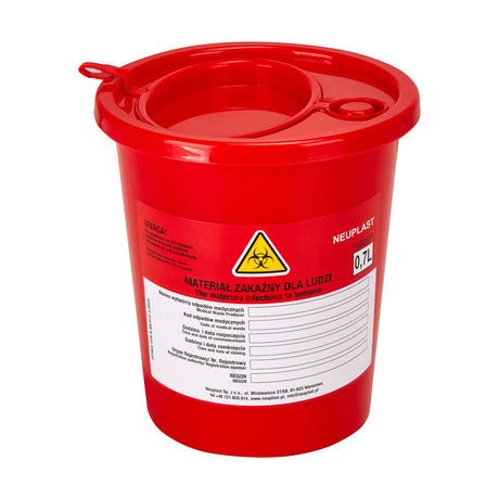 MEDICAL WASTE CONTAINER 0.7 L RED - BVShop