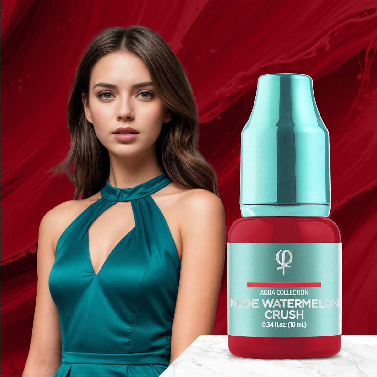 PhiAcademy PMU Aqua Nude Watermelon Crush Pigment 10ml — product colour presentation