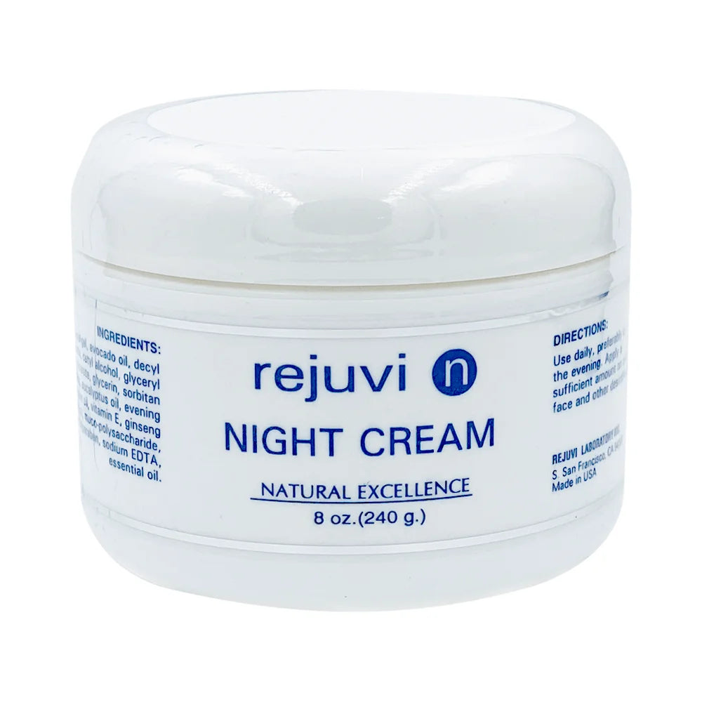 Rejuvi n Creme De Noite Facial 240g – Boião, rótulo frontal