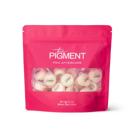 Set of 25 The Pigment Aftercare Balm containers, skincare product for tattoo healing and skin soothing.