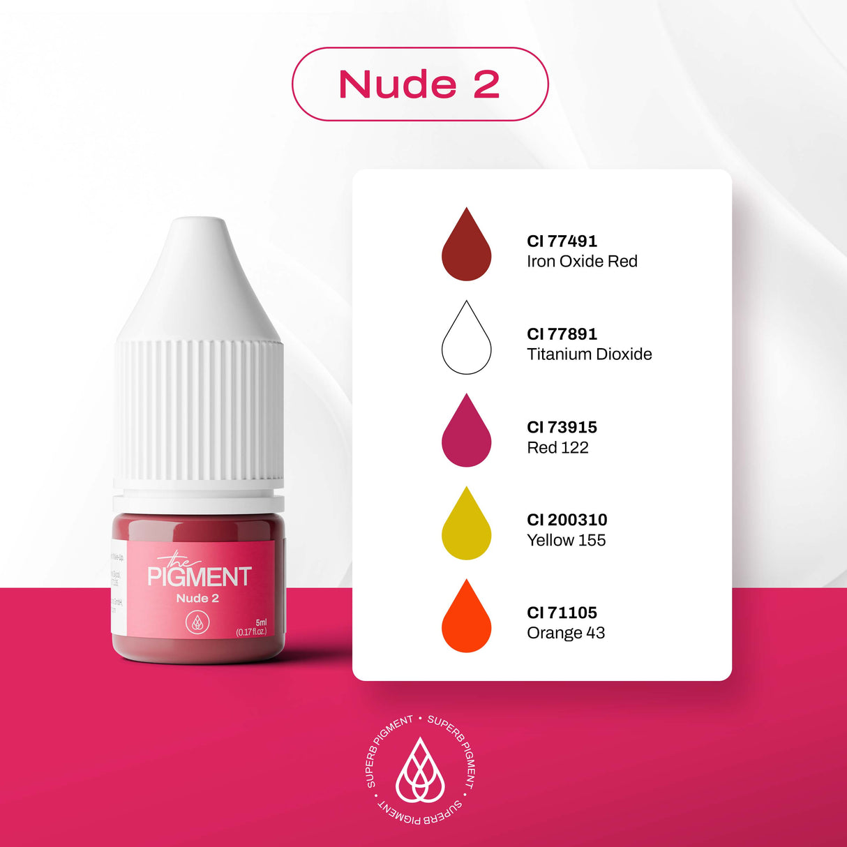 The Pigment Nude 2 5ml darker nude PMU pigment bottle detail