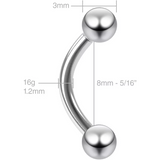 Labret Curvo de Titânio Push In