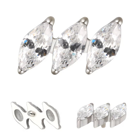 Anel de Titânio Diagonal Marquise