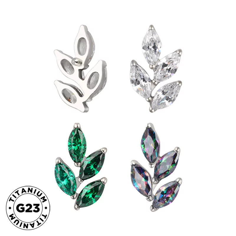 Anel de Titânio em Forma de Folha