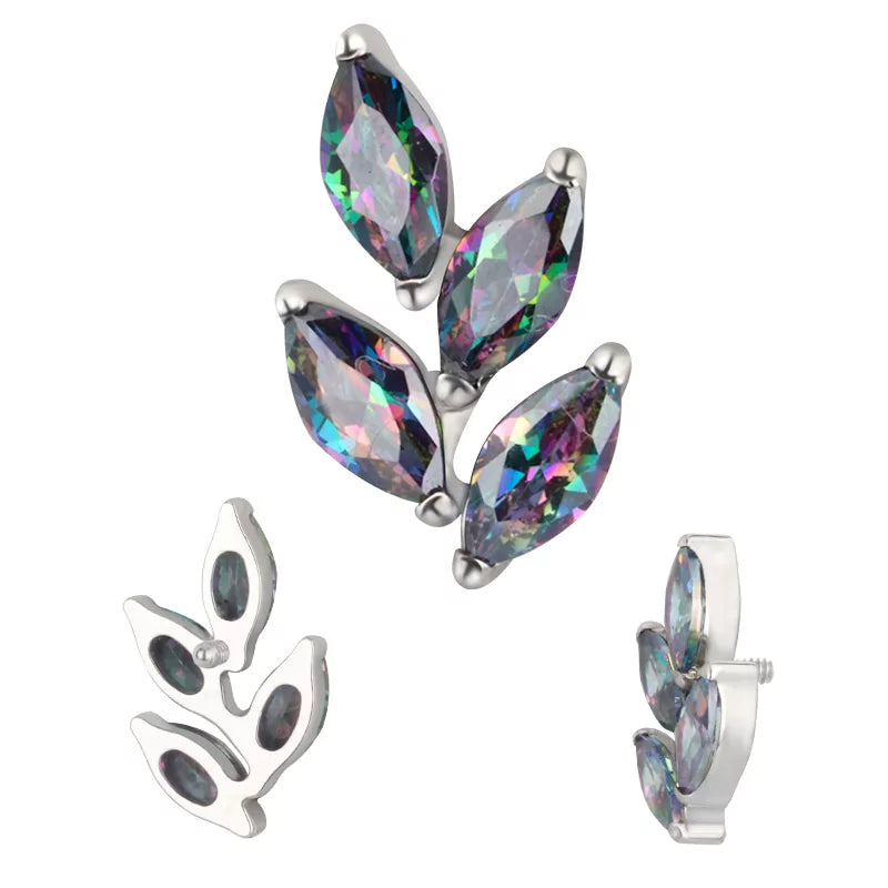 Anel de Titânio em Forma de Folha