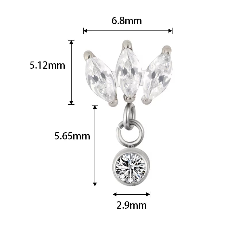 Anel de Titânio com Engaste Marquise