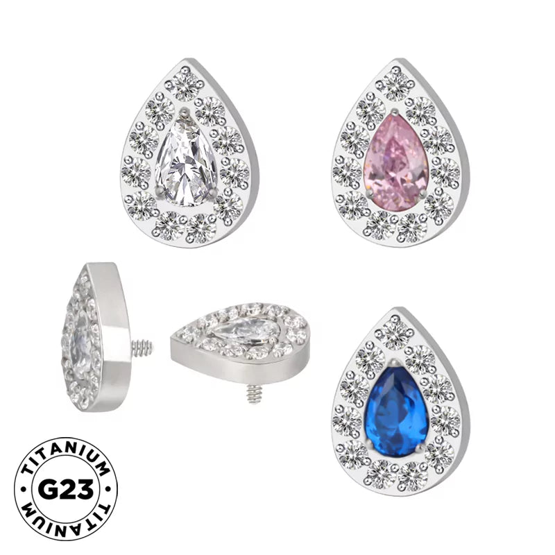 Anel de Titânio com Pave em Forma de Pera