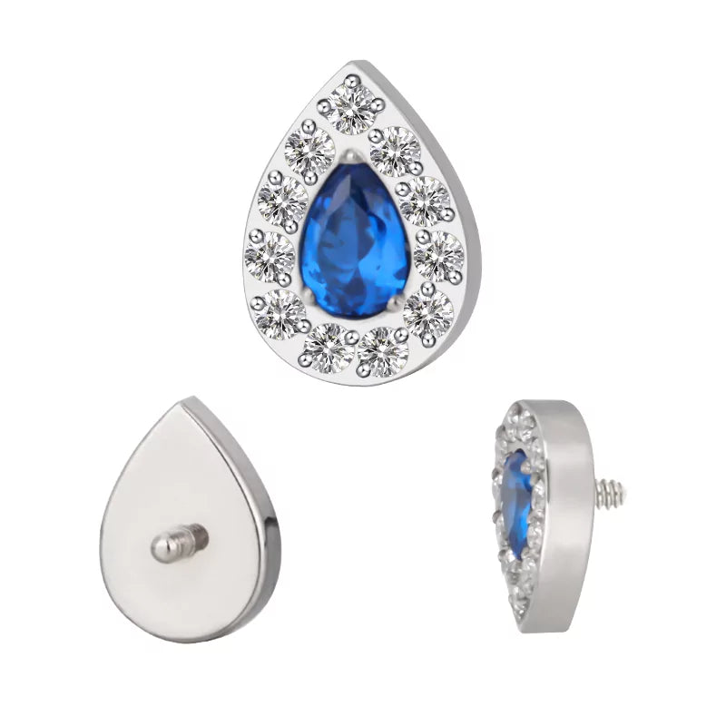 Anel de Titânio com Pave em Forma de Pera