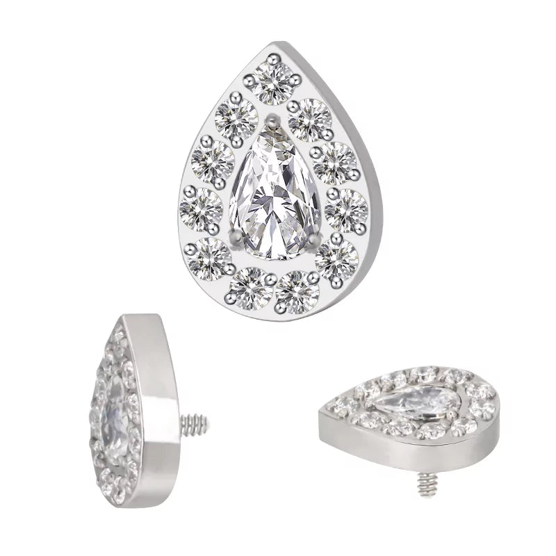 Anel de Titânio com Pave em Forma de Pera