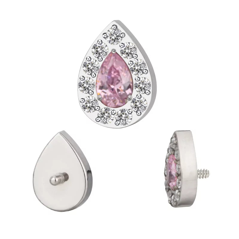 Anel de Titânio com Pave em Forma de Pera