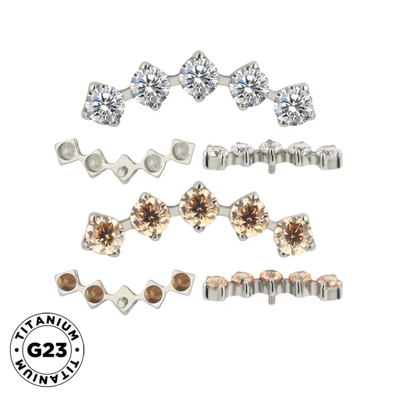 Ponta de Anel de Titânio 5 Garras com Zircónia em Bisel