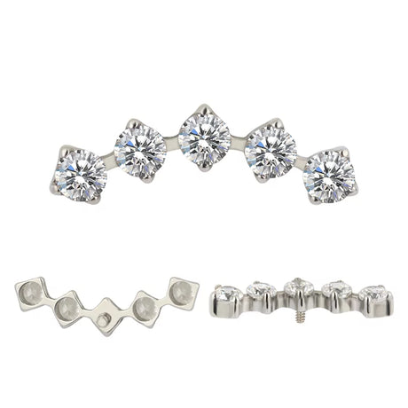 Ponta de Anel de Titânio 5 Garras com Zircónia em Bisel