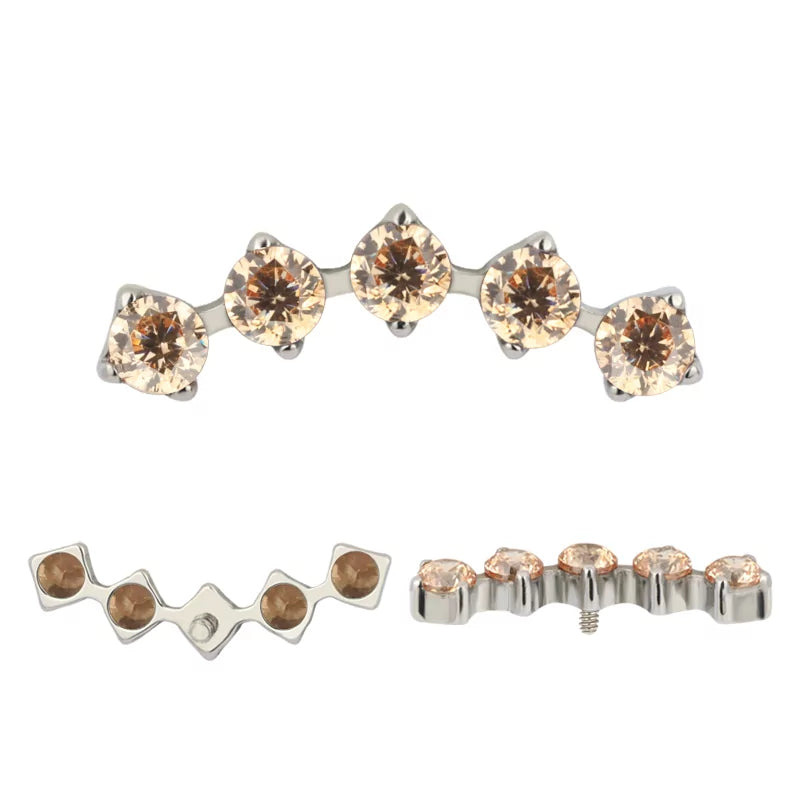 Ponta de Anel de Titânio 5 Garras com Zircónia em Bisel