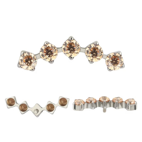 Ponta de Anel de Titânio 5 Garras com Zircónia em Bisel