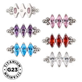 Anel de Titânio com Três Contas e Bisel