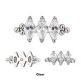 Anel de Titânio com Três Contas e Bisel