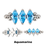 Anel de Titânio com Três Contas e Bisel