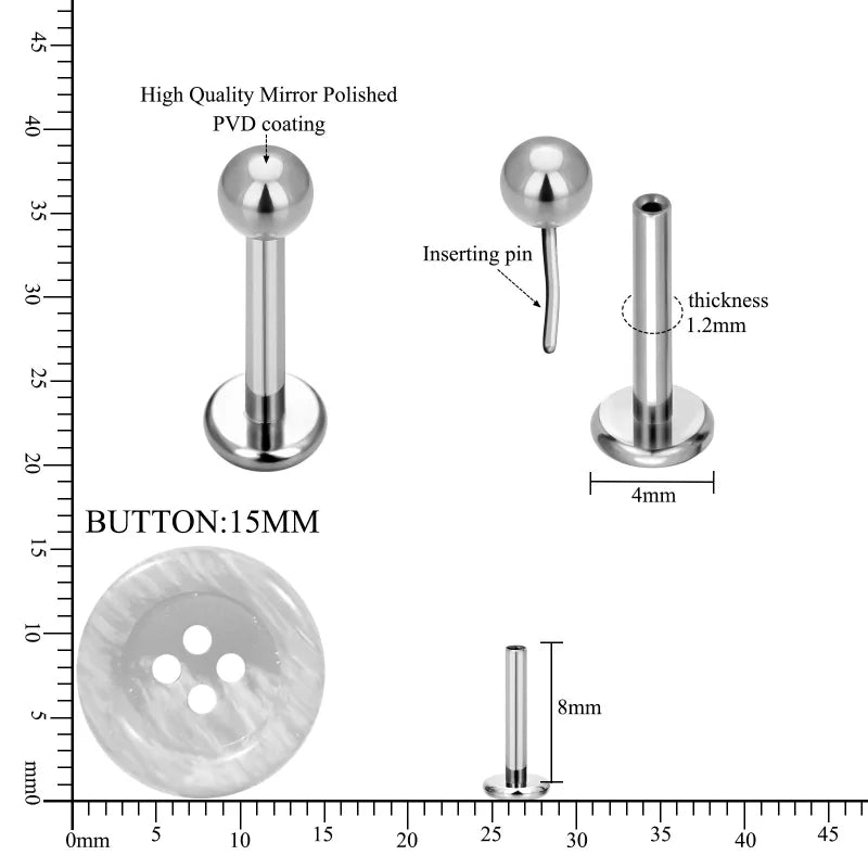 Topo de Bola Sem Rosca em Titânio com Labret