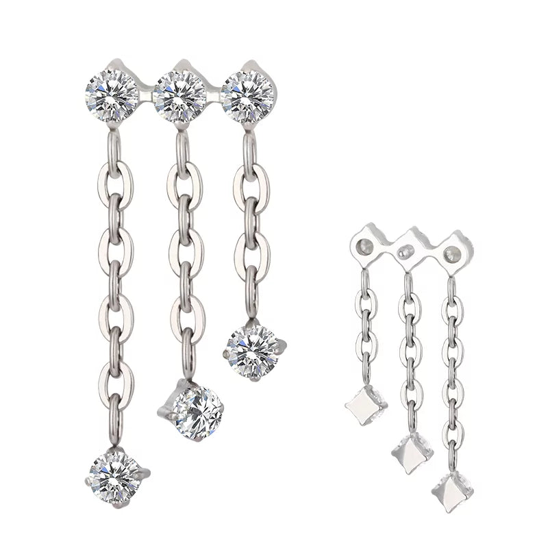 Pingente de Corrente com Triplo Anel em Titânio